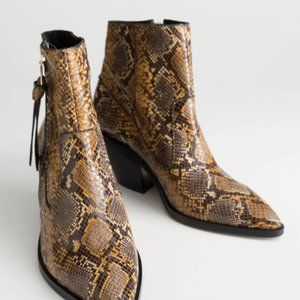 Faux Snake Ankle Boots